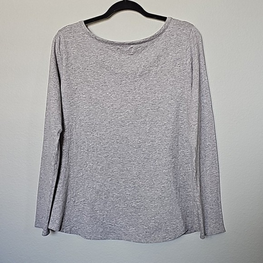 Sundance Casual Basic Neutral Cotton Large Crochet Neck Long Sleeve Gray - Picture 7 of 7